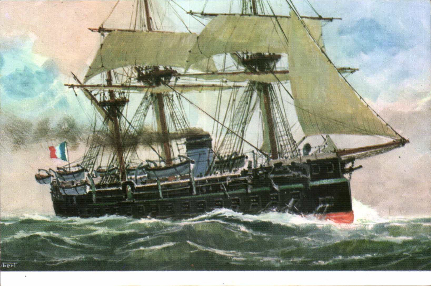 CPSM Bateau Fregate cuirassee La Gloire 1860 par Joubert