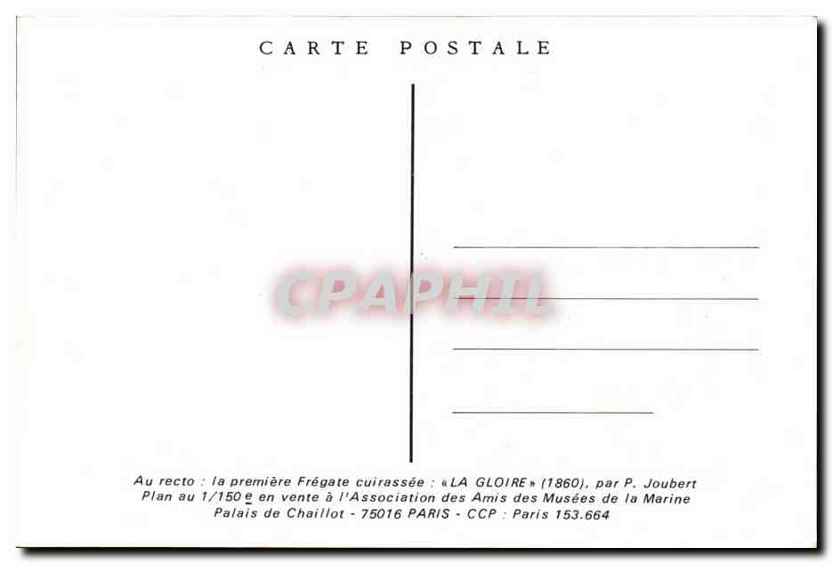 CPSM Bateau Fregate cuirassee La Gloire 1860 par Joubert — Verso