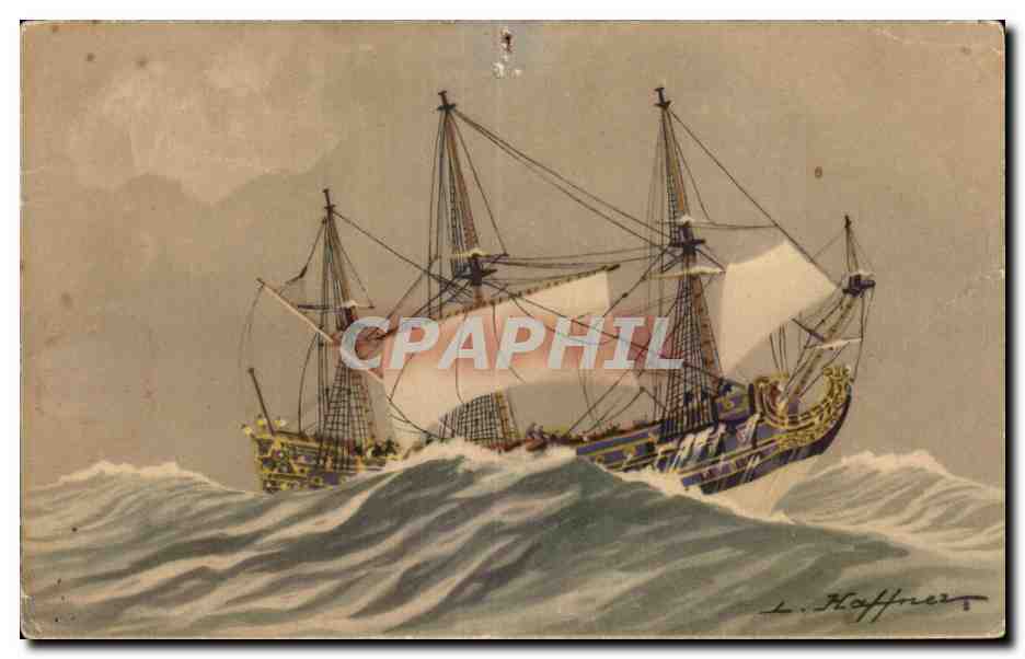 CPA Bateau Vaisseaux Le Soleil Royal Haffner Tourville a la Cape