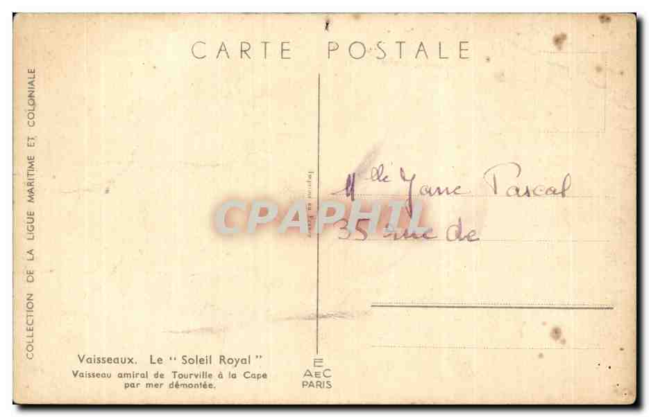 CPA Bateau Vaisseaux Le Soleil Royal Haffner Tourville a la Cape — Reverso