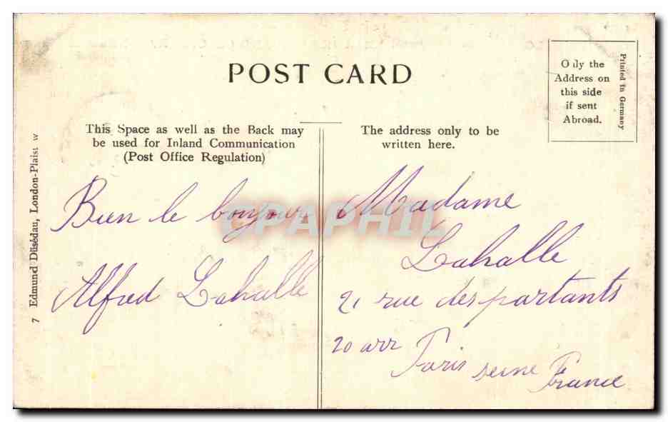 CPA London Thames Enbankment and Cleopatra s Needle Cleopatre Bateau  — Rückseite