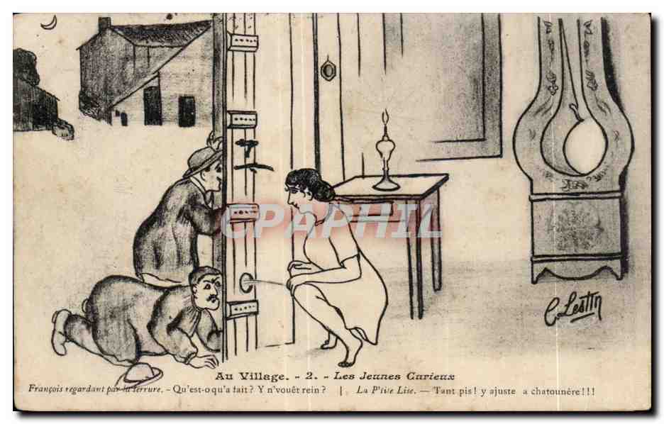 CPA Au Village Les Jeunes Carieux Humour Illustrateur Lestin 