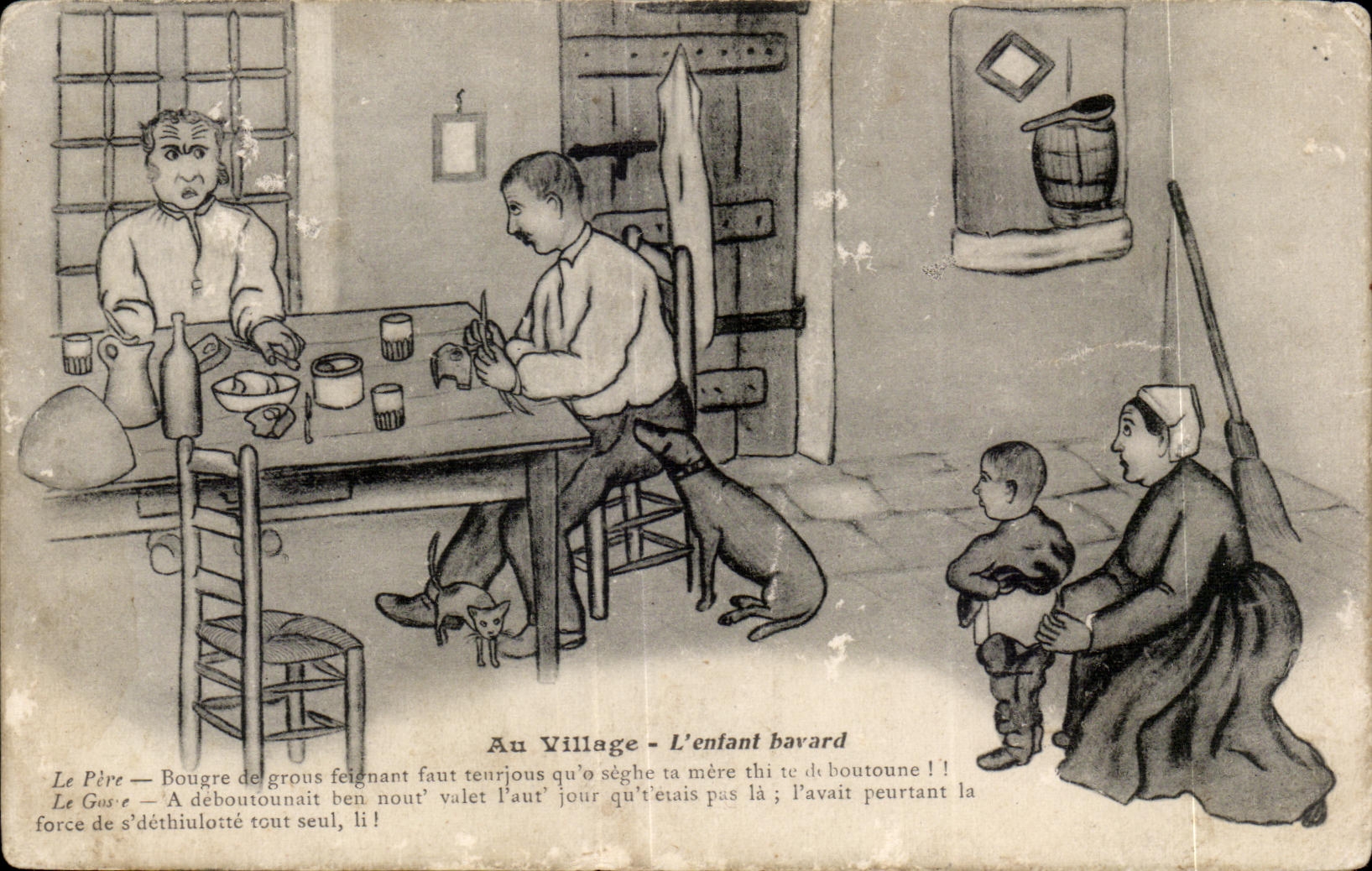 CPA Au Village L Entant Bavard Humour Illustrateur Lestin 