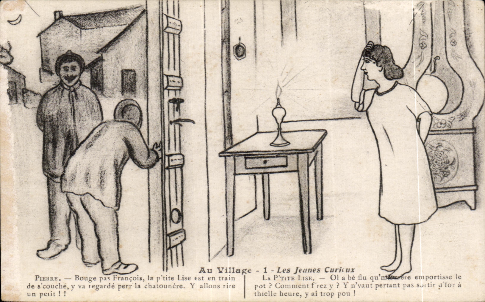 CPA Au Village Les Jeanes Curieux Humour Illustrateur 