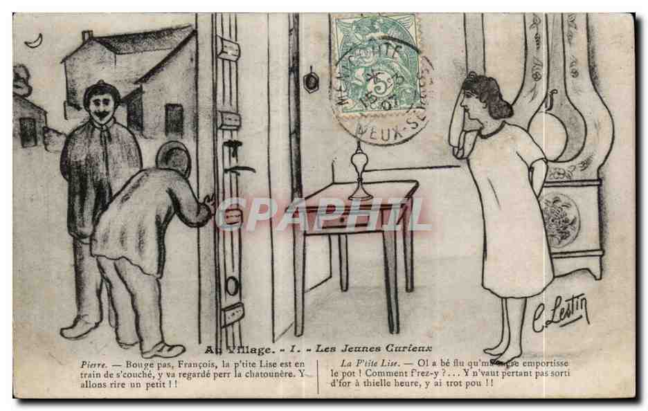 CPA Au Village Les Jeunes Curieux Humour Illustrateur Lestin 