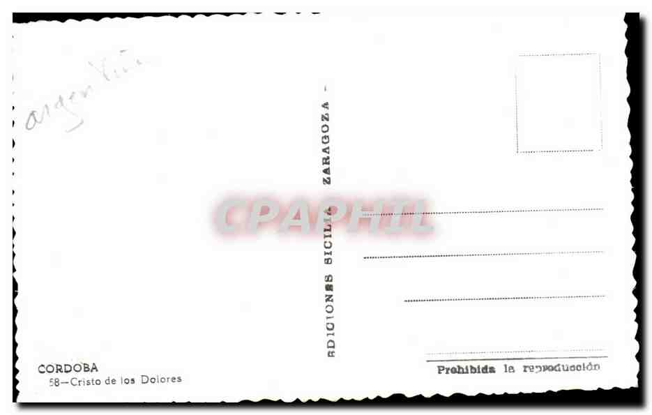 CPA Cordoba Cristo de los Dolores  — Rückseite