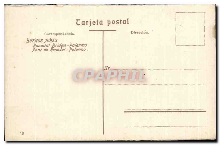 Buenos Aires - Ponte del Rosedal - Palermo — éditeur CPAPHIL, n° 10 — Rückseite