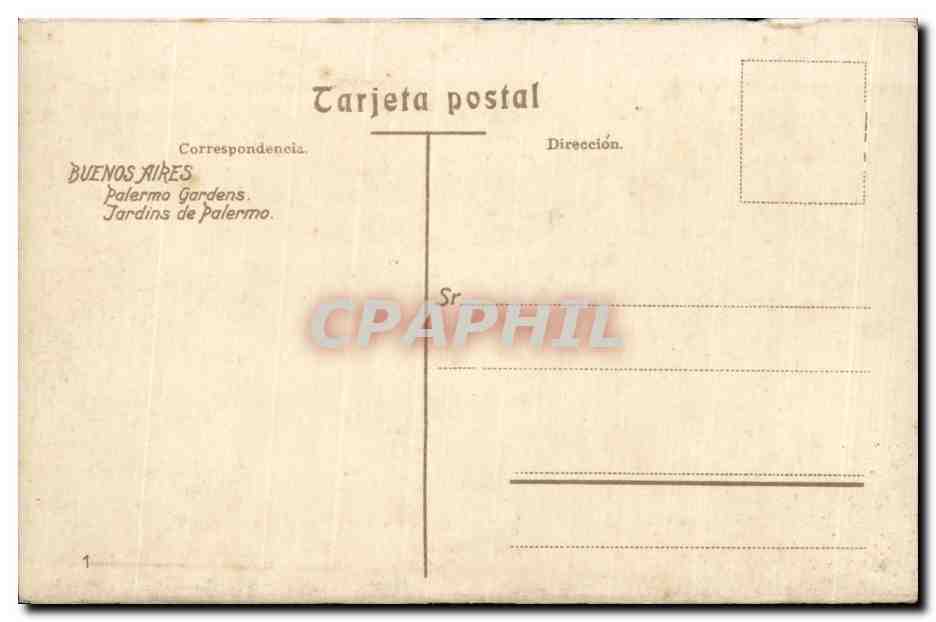 Buenos Aires - Palermo Gardens — Publisher CPAPHIL, No. 1 — Back