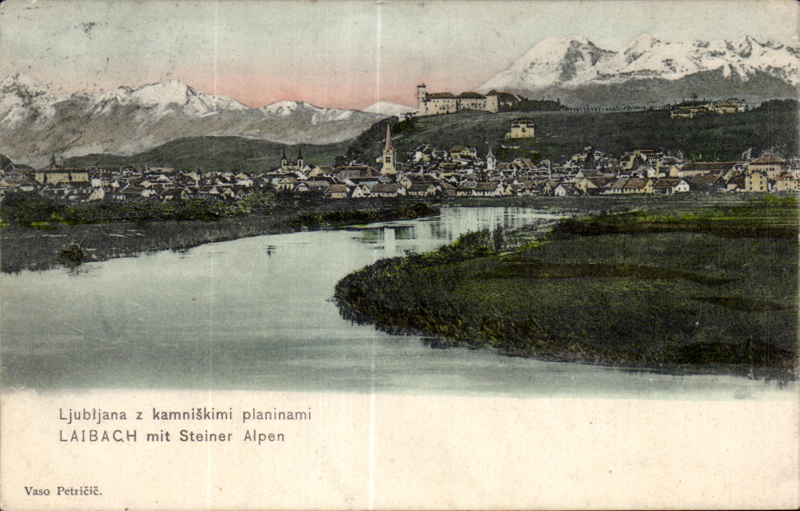 Ljubljana avec les Alpes de Stein — Vaso Petričič