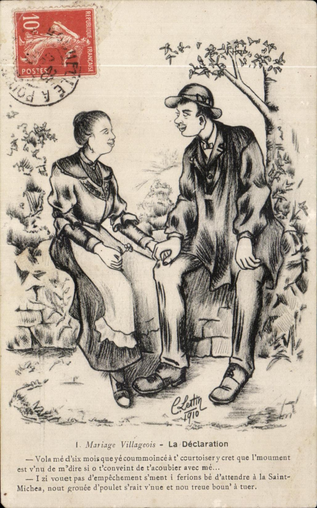 CPA Mariage Villageois La Declaration Illustrateur Lestin 