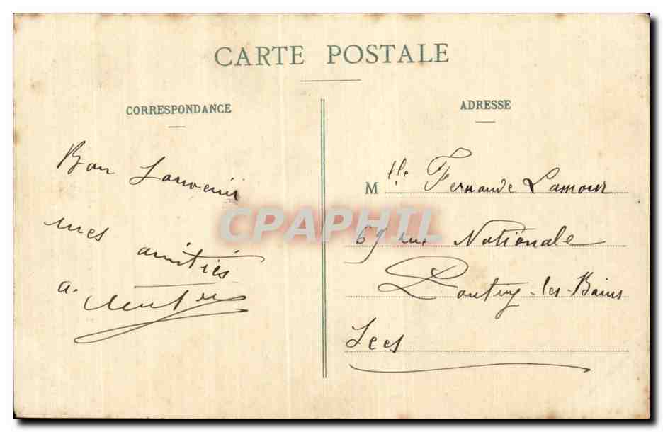Les Amoureux d'chez nous — caricature de C. Lattin — éditée vers 1907 — Verso
