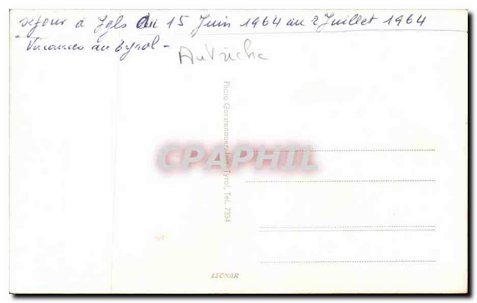 CPA Romedihof Tyrol 1964 — Rückseite