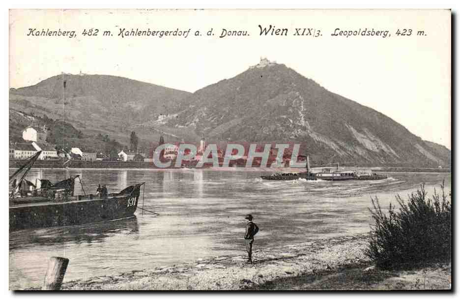 Vue du Danube à Kahlenbergerdorf — avec Kahlenberg et Leopoldsberg — éditeur CPAPHIL, n° 431