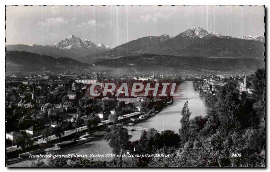 Innsbruck gegen Süden — vue aérienne avec montagnes en arrière-plan — série 2719, éditeur non identifié