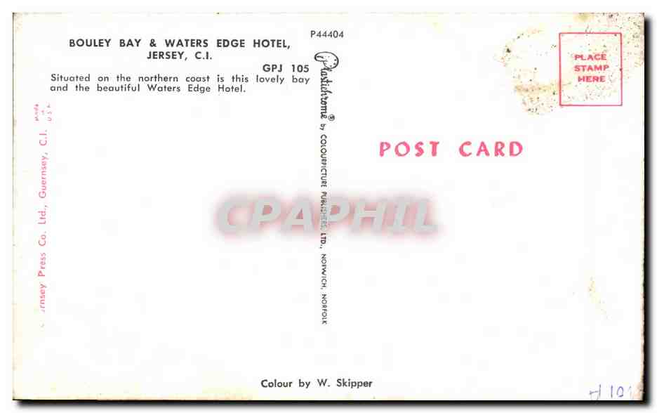 CPA Bouley Bay   Waters Edge Hotel Jersey — Rückseite