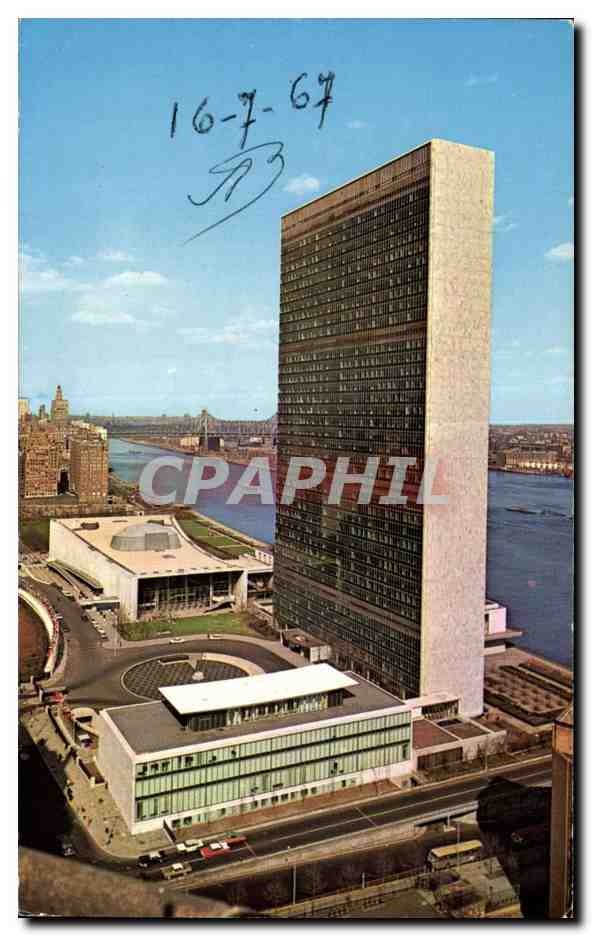 CPA United Nations Nations Unies A View of United Nation Headquarters looking North Shown New York 