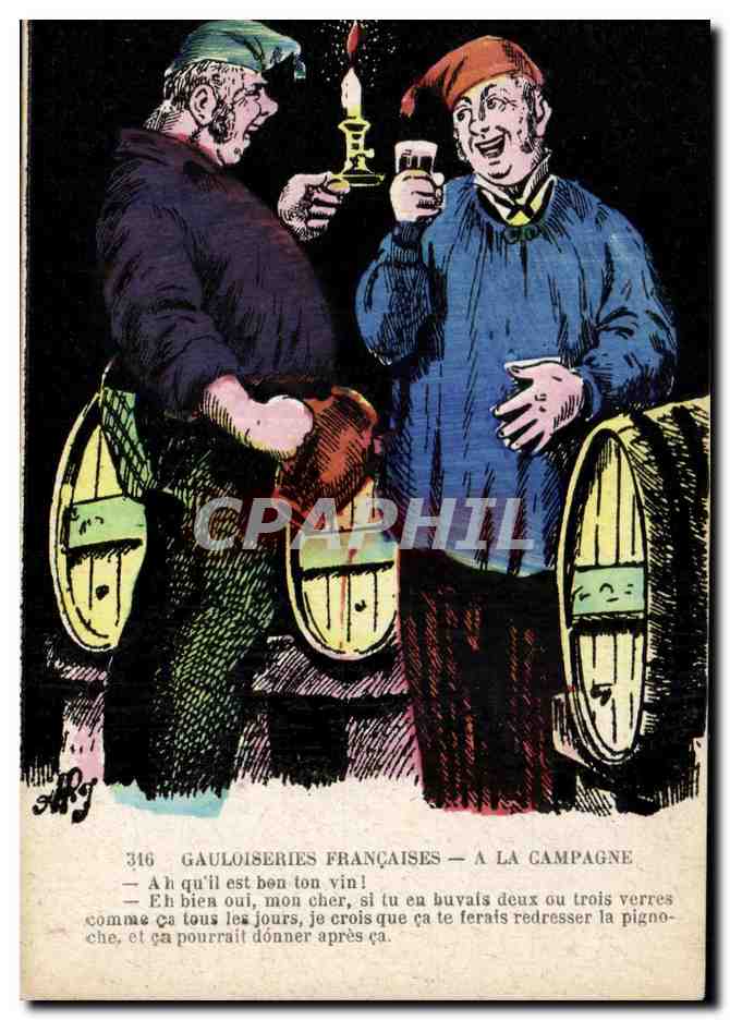 CPA Gauloiseries Francaises A la champagne Folklore Costume Illustrateur