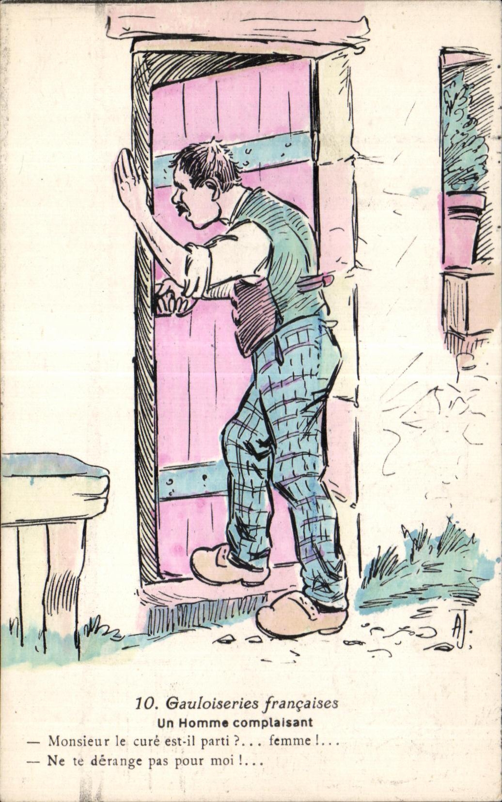 CPA Gauloiseries Francaises Un Homme complaisant Folklore Costume Illustrateur