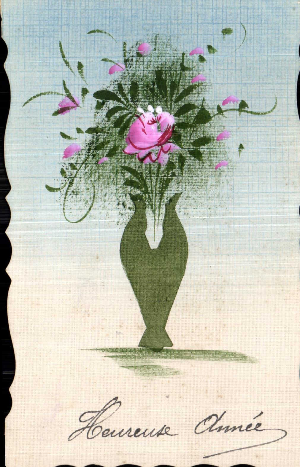 CPA Fantaisie Fleurs Heureux Annee