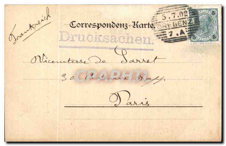 CPA Gruss Vorm Gebhardsberb Bregenz — Rückseite
