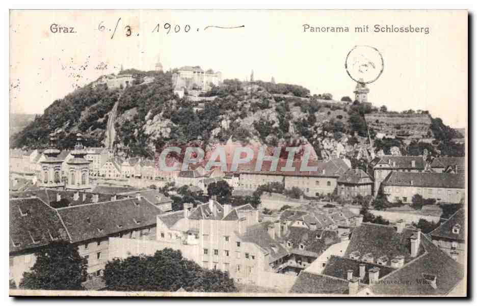 CPA Graz Panorama mot Schlossberg