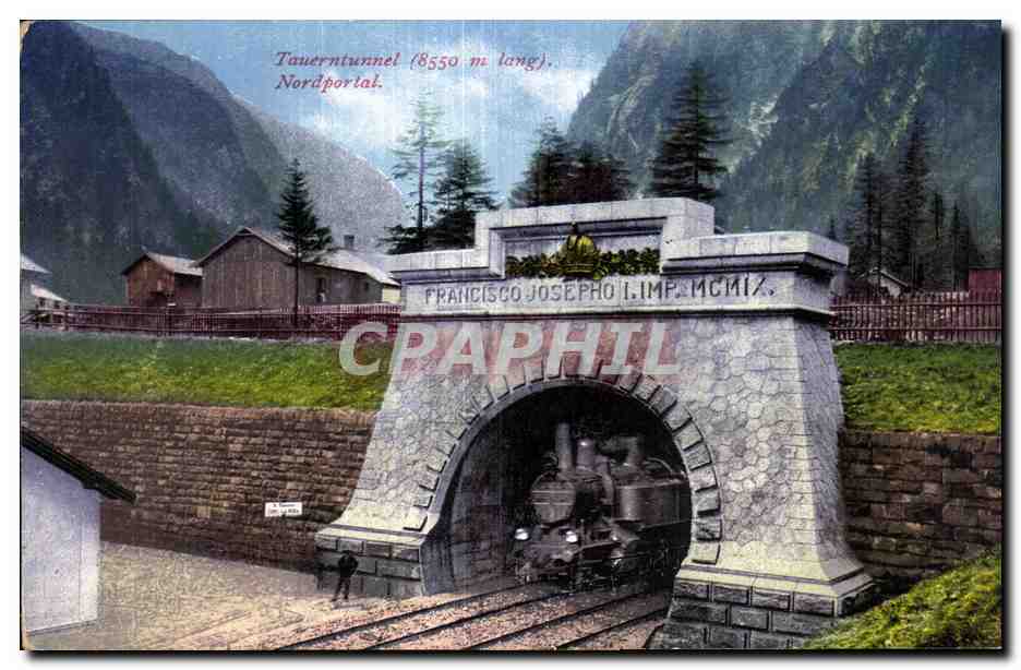 CPA Tauerntunnel Nordportal Train 