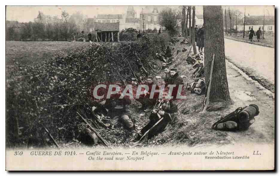 CPA Guerre De Conflit Europeen En Balgique Avant poste autour de Nieuport Militaria 