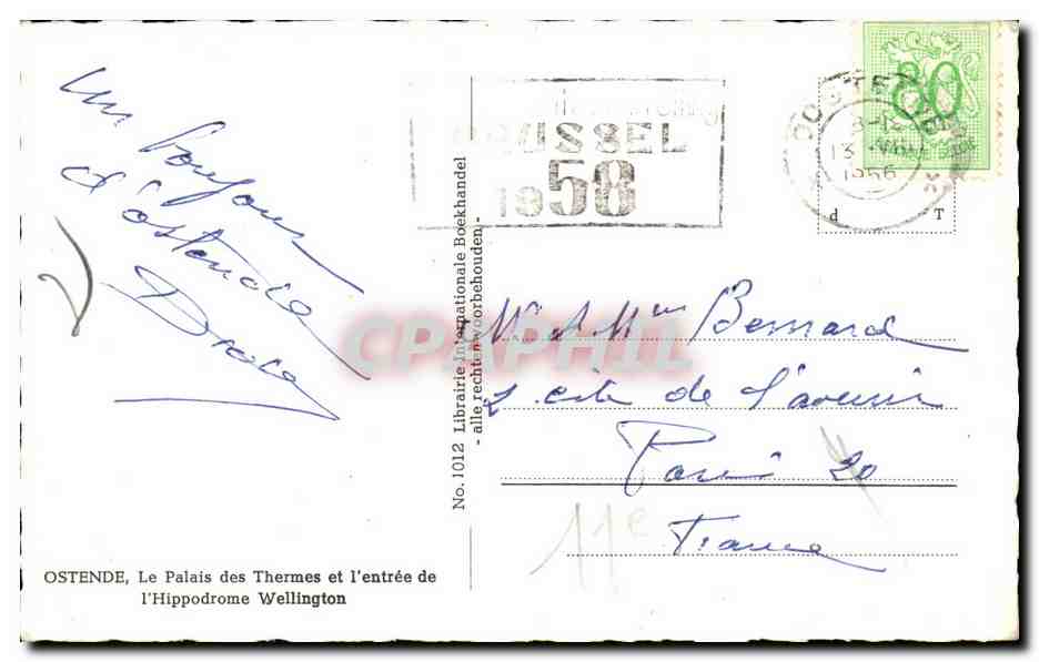 CPA Ostende Le Palais de I Hippodrome Wellington Hippisme — Rückseite