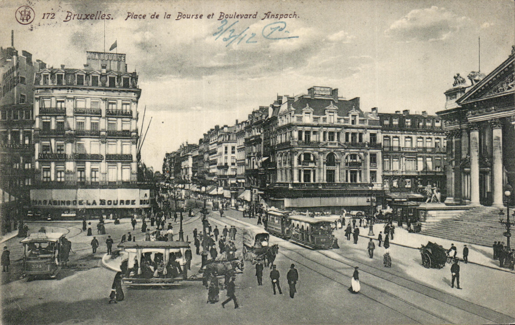 CPA Bruxelles Place de la Bourse et Boulevard Finspach