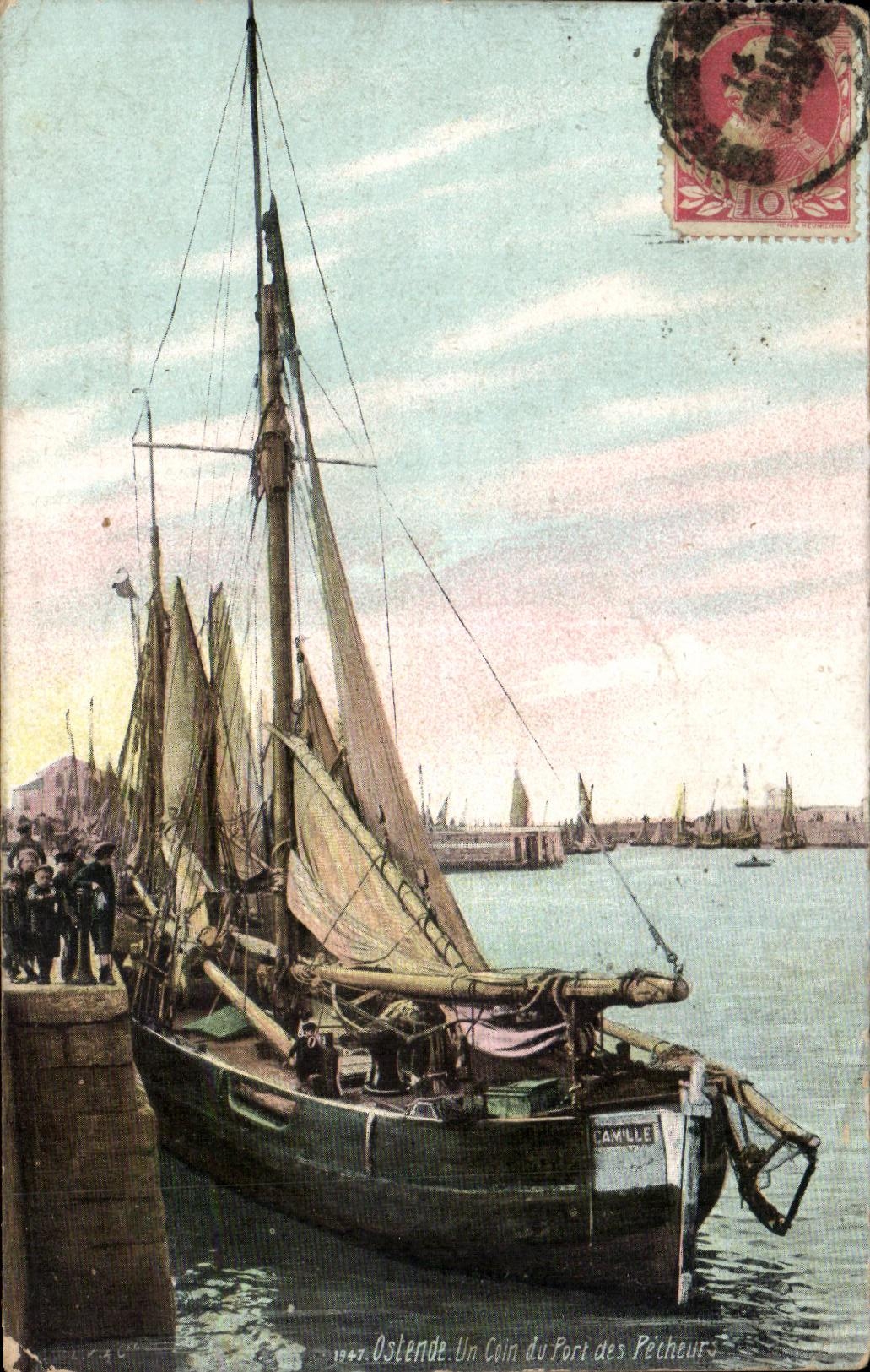 CPA Ostende Un Coin du Port des Pecheurs Bateau