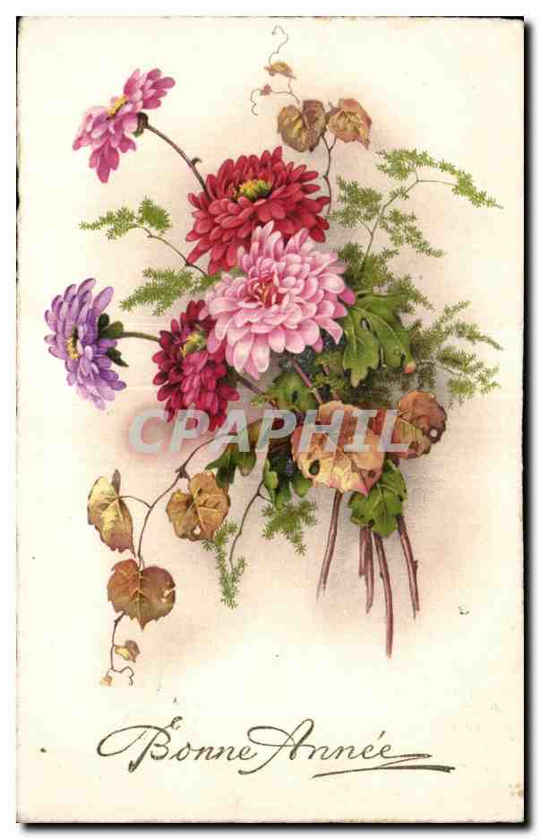CPA Fantaisie Fleurs Bonne annee