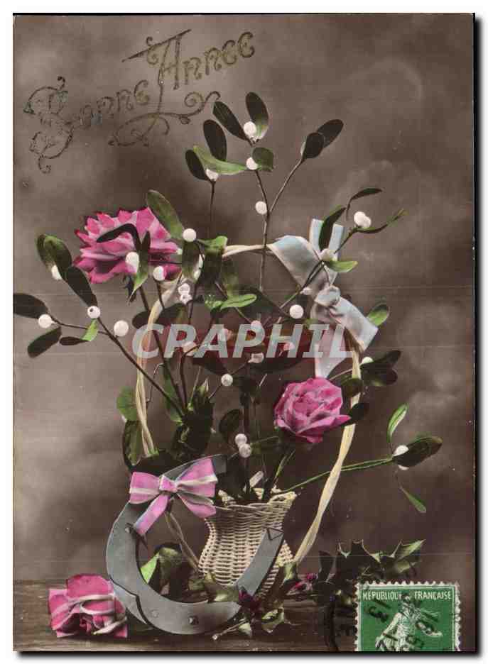 CPA Fantaisie Fleurs Bonne annee