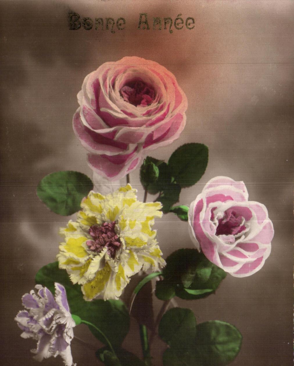 CPA Fantaisie Fleurs Bonne annee