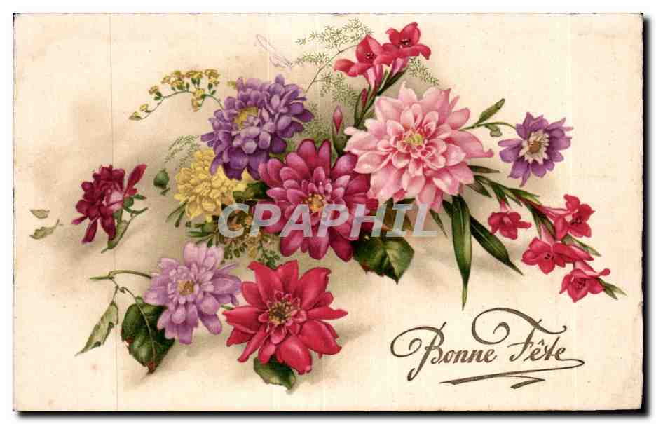 CPA Fantaisie Fleurs Bonne fete