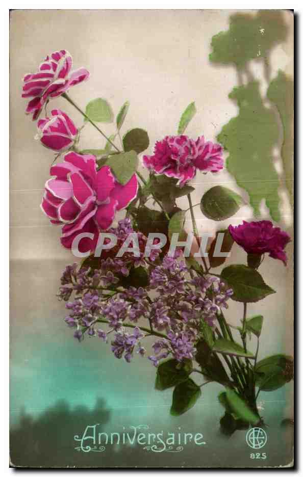 CPA Fantaisie Fleurs Anniversaire 