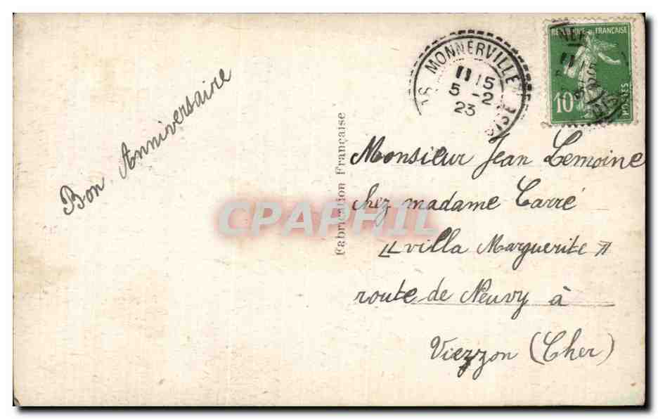 CPA Fantaisie Fleurs Anniversaire  — Rückseite