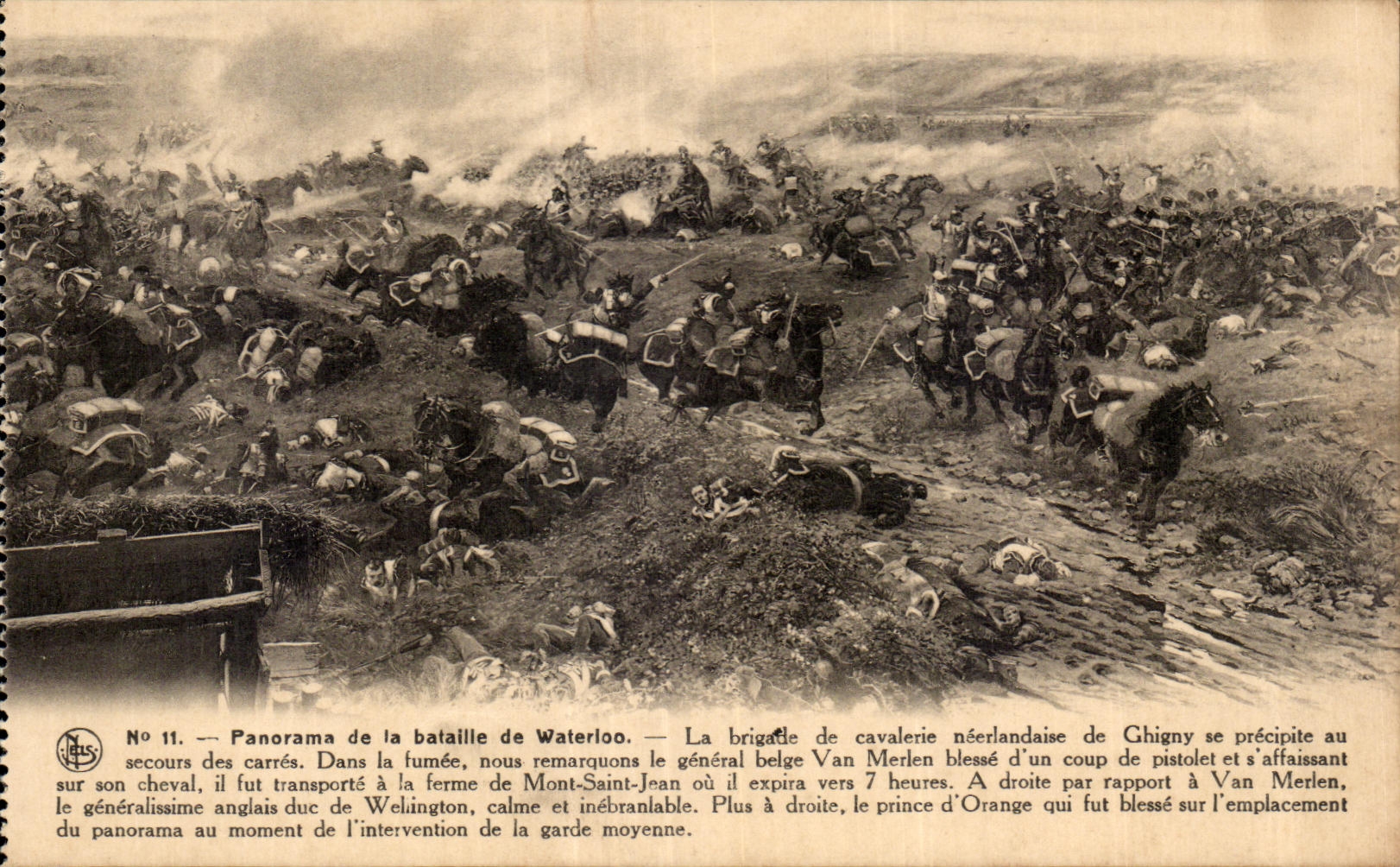 Bataille de Waterloo — Panorama de la bataille — Éditeur Neis, n°11