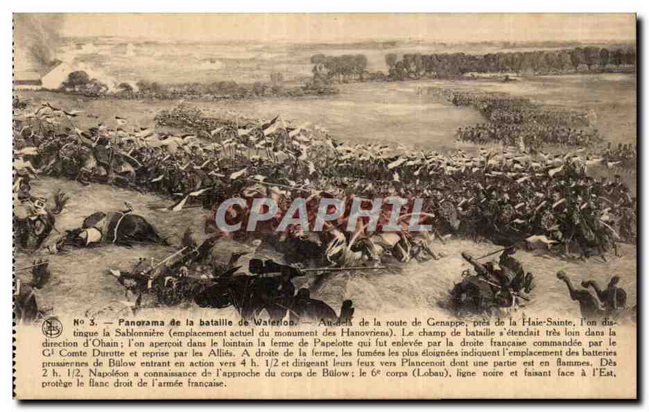 Bataille de Waterloo — Panorama au pied de la Butte — éditeur Neis, Bruxelles