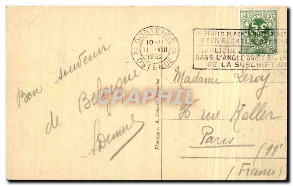 Ostende — La Gare maritime — AIBERT — Rückseite