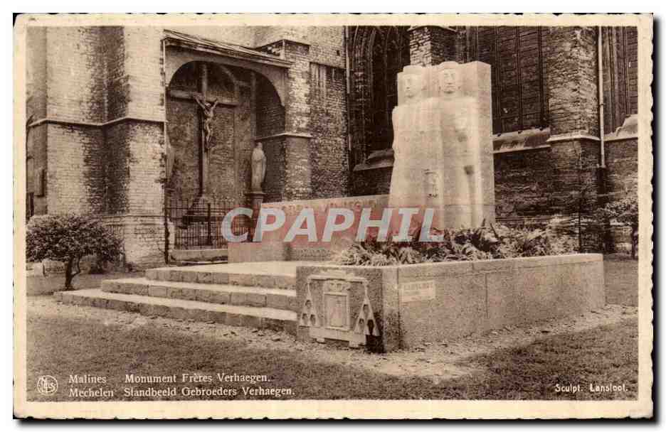 CPA Malines Monument Freres Verhaegen Mechelen Standbeeld