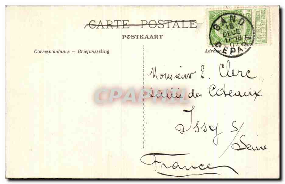 CPA Souvenir Bruxelles — Verso