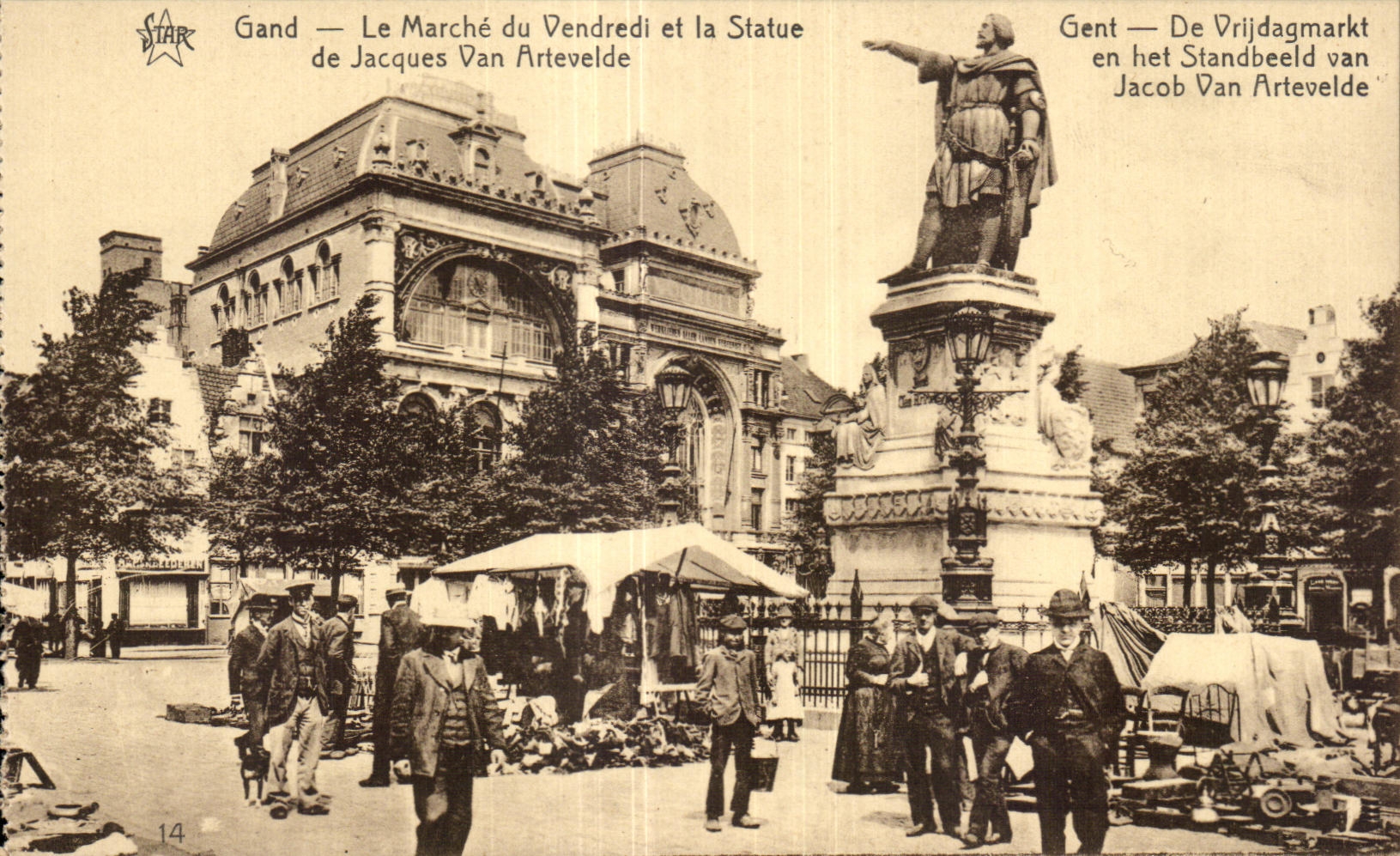 CPA Gent de Orlijdagmarkt en het Standbeeld Van Jacob Van Gand Le marche 