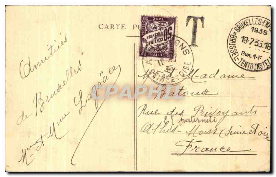 CPA Bruxelles Collegiale des Michel et Gudule — Verso