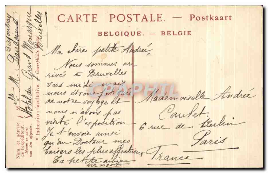 CPA Bruxelles La Rue et L Eglise Sainte Gudule  — Verso