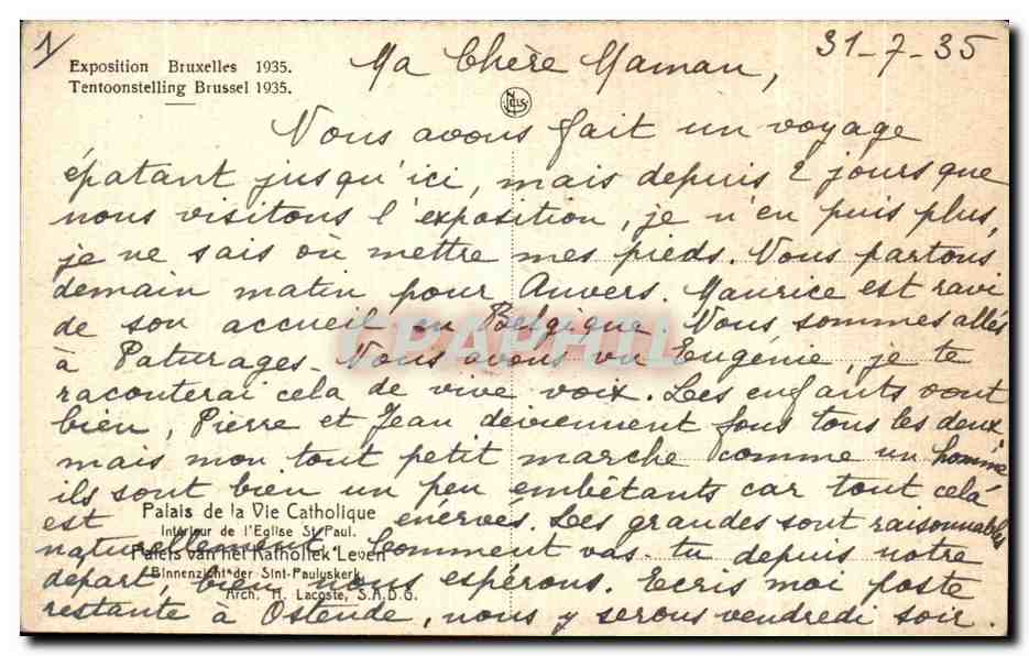 CPA Exposition Bruxelles Tentoonstelling Brussel 1935 — Verso