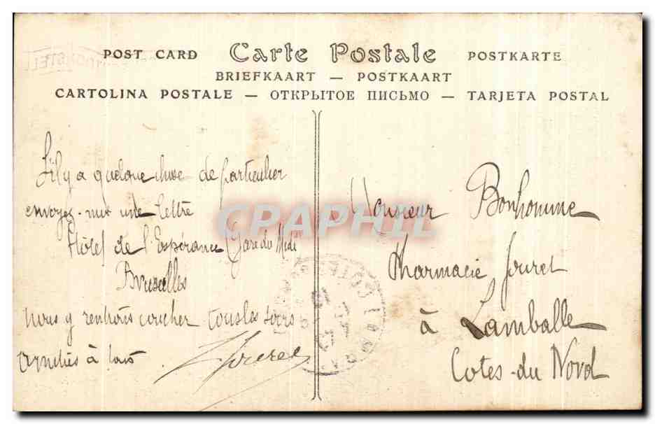 CPA Bruxelles La Gare du Nord — Verso