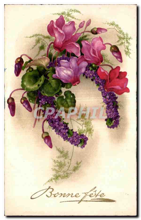 CPA Fantaisie Fleur Fer a cheval
