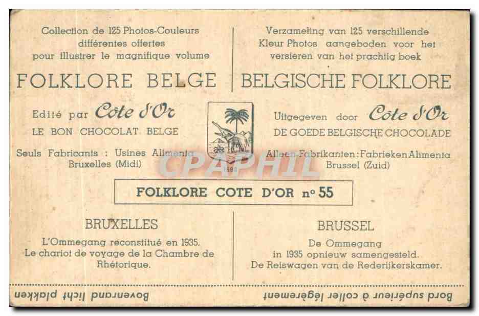 Image Cote d or Le Bon Chocolat Belge Folklore Belgique — Rückseite
