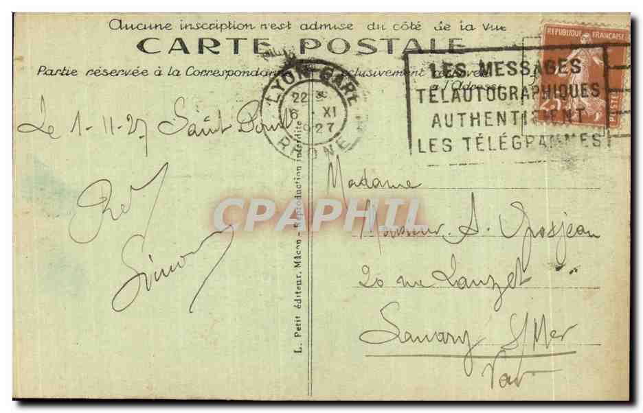 CPA Souvenirs de Lamartine Poete  — Rückseite