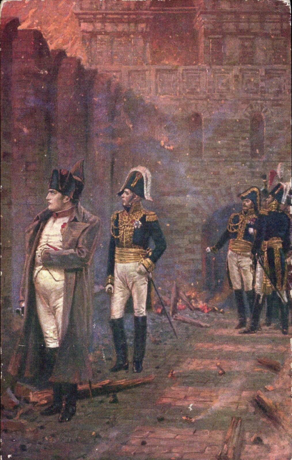CPA Napoleon Incendie du Kremlin Russie Russia 